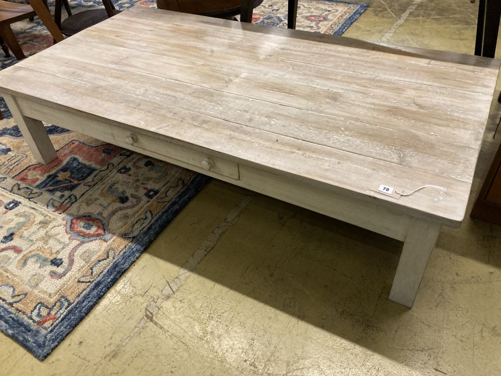 A rectangular limed oak coffee table, width 170cm, depth 88cm, height 40cm